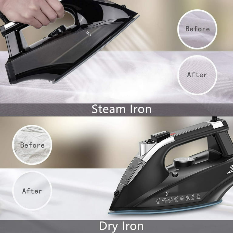 Moosoo Steam Iron 1800W Dry Iron Lightweight Anti-drip Iron with