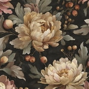 Peel and Stick Wallpaper Elegant Neutral Floral Beige Brown Leaves Dark 17.7in x 118in Contact Paper Removable Self Adhesive Wall Mural Wall Decor for Bedroom Kitchen Cabinets