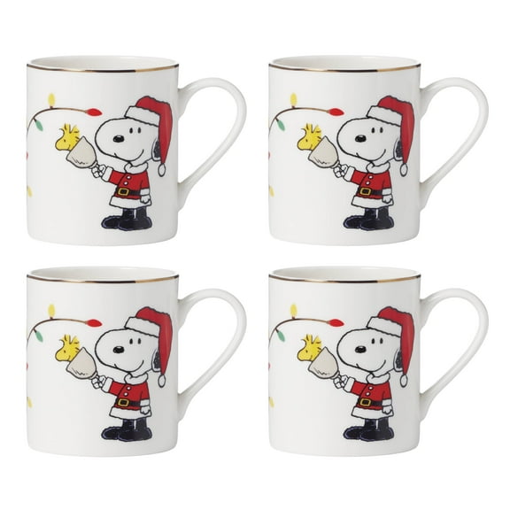 Lenox Snoopy Christmas Mugs, Set of 4