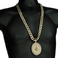 thumbnail image 5 of Mens Huge Mason Hip Hop Chain Oval Medallion Pendant Masonic Freemason Gold Finish 30" Cuban Bling Necklace, 5 of 5