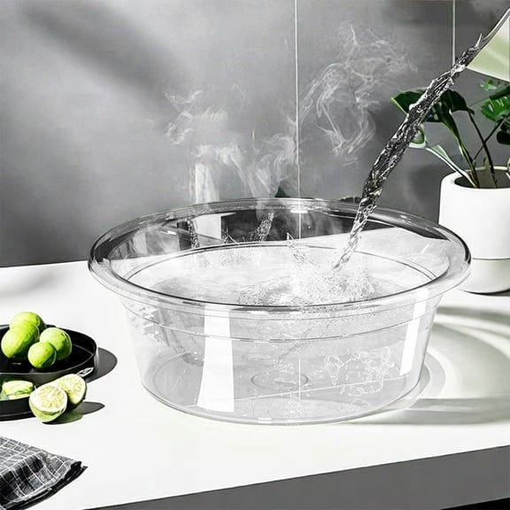 HOARBOEG Clear Plastic Wash Basin, Thickened Portable Round Soaking Tub for Foot Bath, Face Cleansing, Bedside & Kitchen Use, Multi-Purpose Tub for Bathroom, Salon