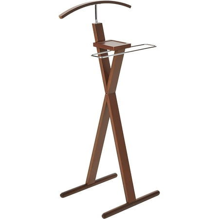Proman Products Modern Decorative Valet Stand with Bend Wood Hanger - Brown