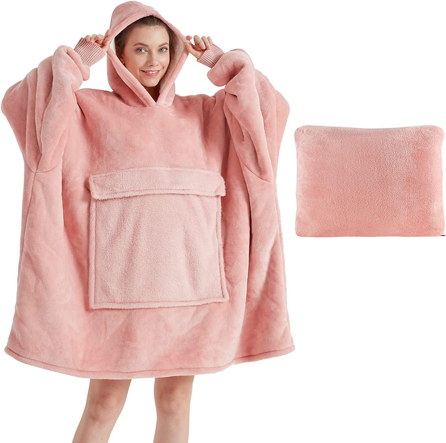 Wearable Blanket Hoodie, Oversized Blanket Sweatshirt with Hood Pocket