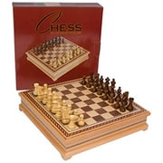Helen Chess Inlaid Wood Board Game Set with Weighted Wooden Pieces, Large 15 x 15 Inch