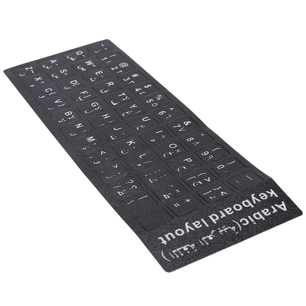 Pegatina de teclado árabe resistente al agua con fondo negro para ordenador portátil de escritorio