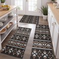 thumbnail image 2 of Brown Striped Geometric Pattern Kitchen Rugs Sets Of 3,Kitchen Runner Rugs Non Skid Washable,Decorative Kitchen Floor Mats for Kitchen,Sink,Laundry,17"x30"+ 17"x47" + 17"x59", 2 of 6