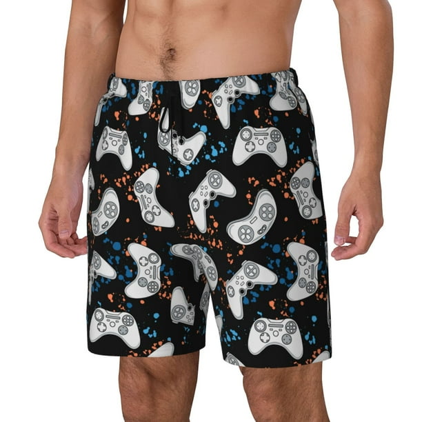 Balery Game Bañador para hombre, shorts de playa de secado rápido con entrepierna y forro de compresión-Medium
