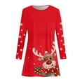 thumbnail image 4 of Christmas Dress Christmas Outfits for Women Christmas Womens Long Sleeve Crew Neck Deer Printed Soft Dress Fashion Party Swing Dress, 4 of 4