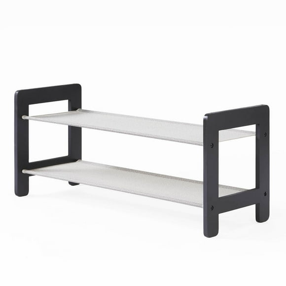 neatfreak! Étagère à chaussures à 2 niveaux en bois et tissu empilable