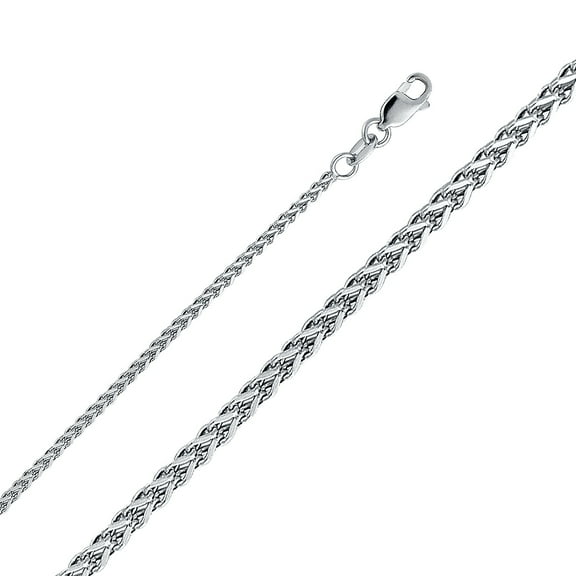 14k White Gold-Hollow 1.7mm Square Franco Chain Link Necklace 18" Jewelry Female Unisex