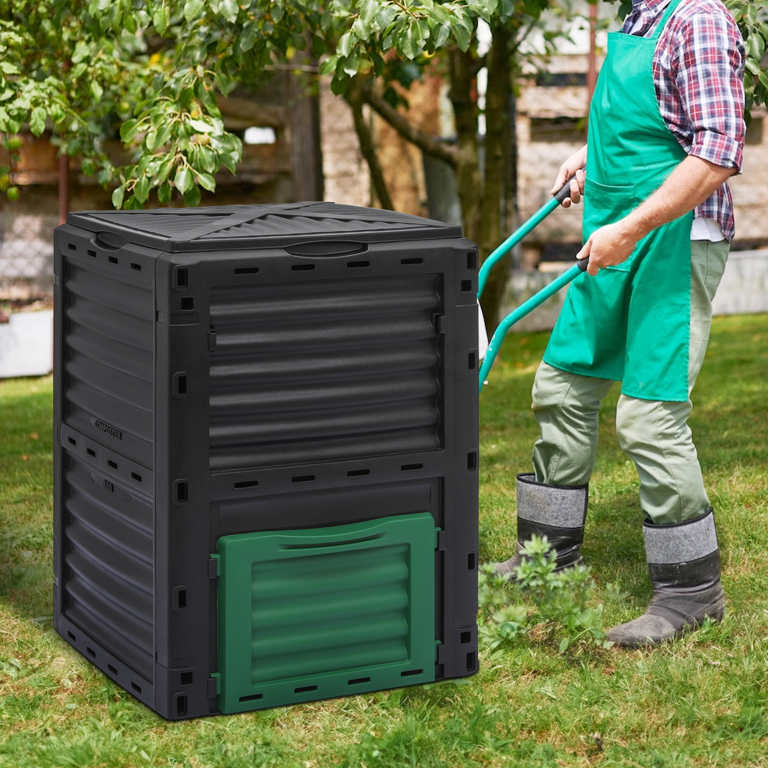 DWVO Large Outdoor Compost Bin, 80 Gallon (300L) Composter Box with Snap-on  Top Lid and Aeration System, Lightweight Garden Compost Barrel Tumbler