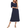 thumbnail image 5 of Long Sleeves Dresses, Women's Long Sleeved Casual Cotton Mid Length Nightgown Home Wear, 5 of 6