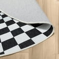 thumbnail image 3 of Well Woven Apollo Optical Illusion Modern Checkered Black Ivory Printed Distressed Machine Washable 6'7" Round Rug, 3 of 4