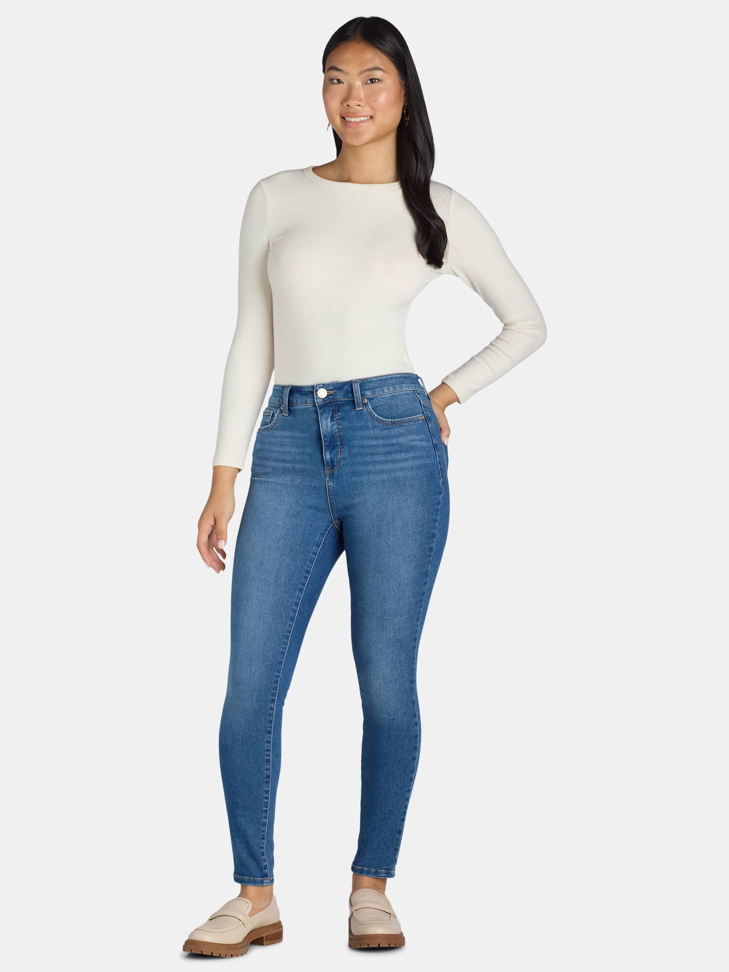 Time and Tru Women's High Rise Skinny Jeans, 27", 29” Inseams, Sizes 2-22