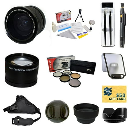 Nikon Camera Grip Beginners Lens Kit for NIKON DSLR D3300 D3200 D5200 D5100 D5000 with 0.35 + 2.2x Lens + Pro 5 Piece Filter Kit + 5 Piece Cleaning Set + Sensor Cleaning Kit + Grip Strap ()