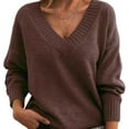 thumbnail image 1 of Chandail Femme Ample et à la Mode Col en V Chandail Décontracté Polyvalent Tricoté Aguichant, 1 of 1