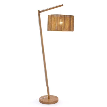 Lxmons 65'' Floor Lamp, Modern Standing Lamp with Foot Switch for Living Room, Bedroom, Office, Study, Natural Wood
