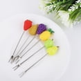 thumbnail image 4 of Lindo juego de tenedores de fruta de acero inoxidable amarillo, 6 piezas para postres y pasteles, perfecto para fiestas en casa y regalos, 4 of 6
