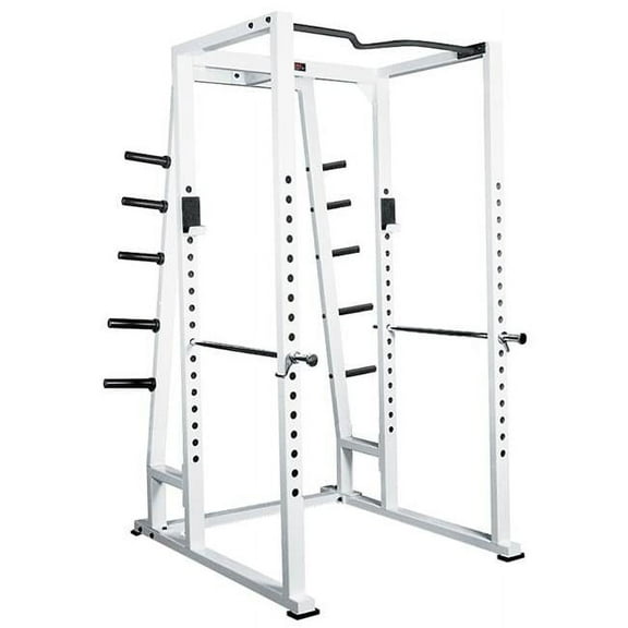York Barbell 54030 Power Rack with Weight Storage- White