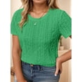 thumbnail image 2 of Am Direct Women's Eyelet Embroidery Short Sleeve Tops Shirts Solid Crewneck Retro Casual Holiday T-Shirts, 2 of 6