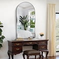 thumbnail image 5 of Arched Wall Mirror 24x20 Inch Black Metal Frame Tempered Glass Large Decorative Crystal Clear Shatterproof Mirror for Entryway Living Room Mantel Bathroom, 5 of 9
