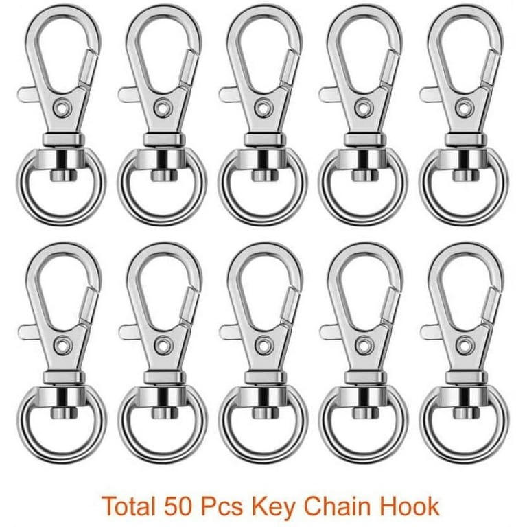  Paxcoo 100 Pcs Metal Swivel Lanyard Snap Hook with Key Rings  (Silver) : Office Products