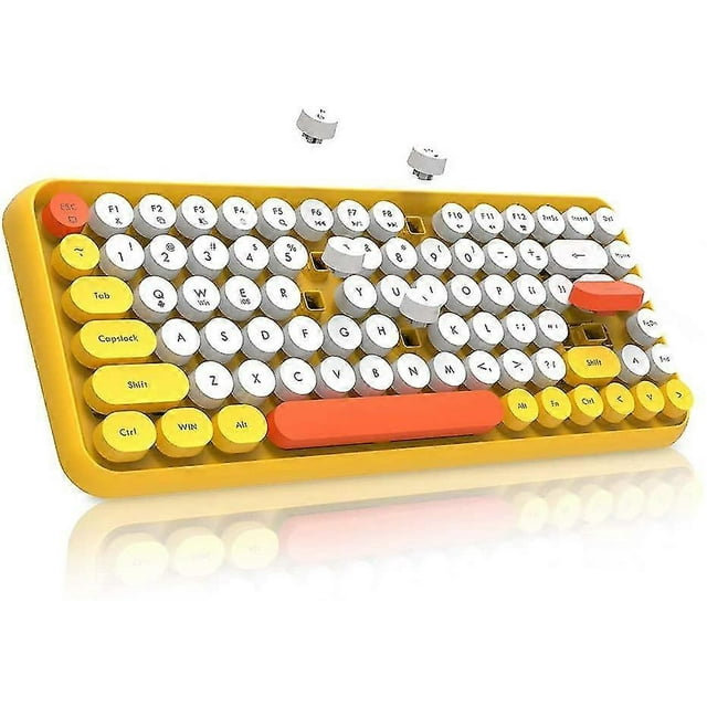 Clavier Sans Fil Bluetooth Island avec 84 Touches Compactes, Touches Rondes Rétro Mignonnes - Ergonomique Confortable