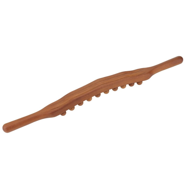 Guasha Stick Carbonized Double Row 20 Beads - Herramienta de masaje para aliviar la fatiga y el drenaje linfático para cuello y hombros