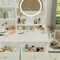 thumbnail image 6 of White LED Makeup Vanity Desk Set with Mirror & Cushioned Chair, 3 Color Lighting, 5 Drawers, Modern Dressing Table for Bedroom, 6 of 11