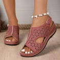 thumbnail image 2 of Women Hollow Out Breathable Sandals rthopedic Wedge Sandal Dressy Flat Open Toe Slingback Platform Espadrilles Sandals Casual Strappy Slip on Sandal Beach Anti-Slip Shoes, 2 of 9