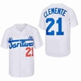 thumbnail image 3 of Camiseta de béisbol Santurce Crabbers Puerto Rico 21 Clemente Jerseys Costura Bordado Deportes Al Aire Libre Alta Calidad Blanco Gris Nuevo, 3 of 5