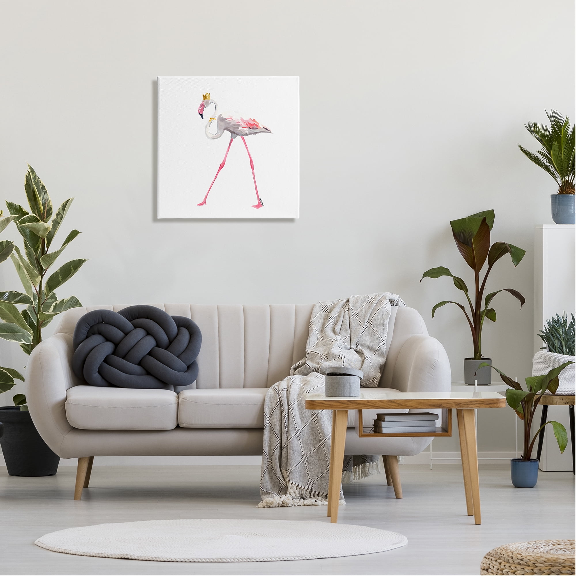 Stupell Industries Royal Flamingo with Crown Animals & Insects Painting Gallery Wrapped Canvas Art Print Wall Art, 24 x 24