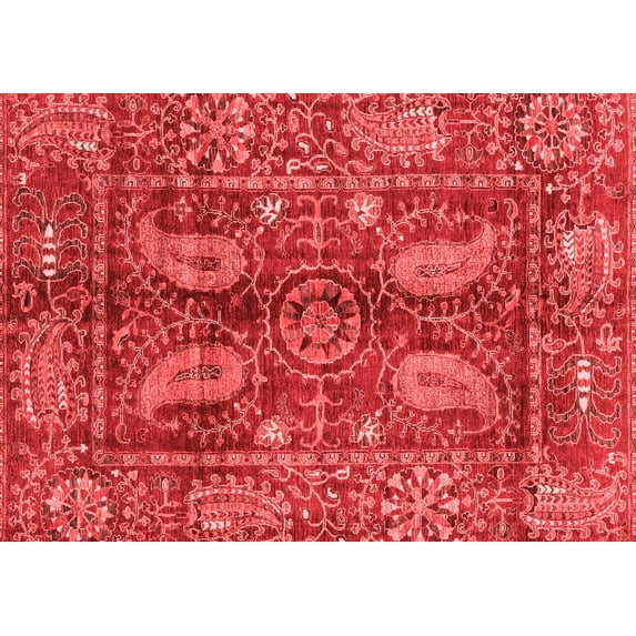 Ahgly Company Indoor Rectangle Abstract Red Modern Area Rugs, 4' x 6'