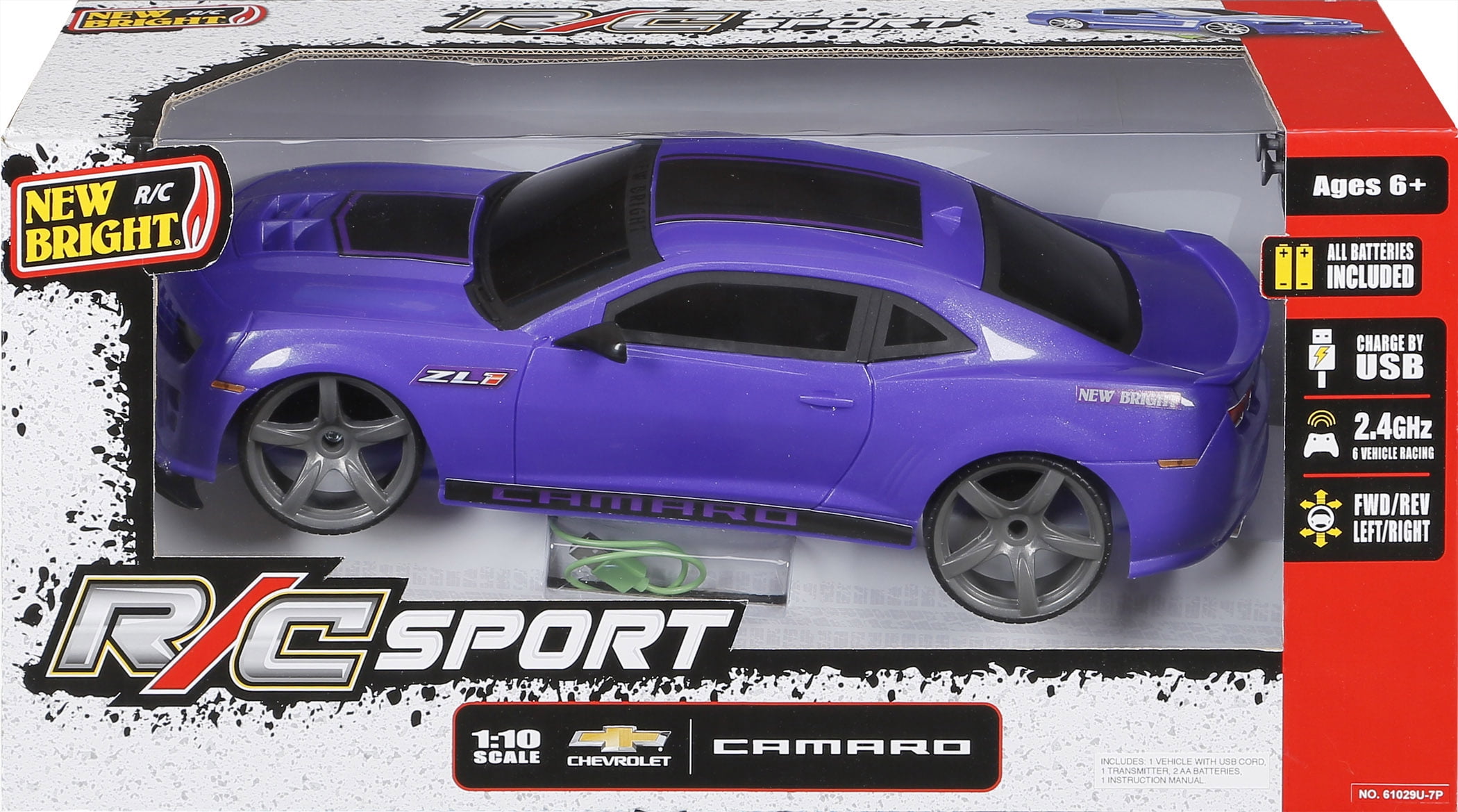 New Bright (1:10) Chevy Camaro Battery Radio Control Purple Sports Car, 61029U-7P, Child
