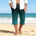 thumbnail image 3 of Mens Swim Trunks Men's Gradient Print Casual Drawstring Cropped Capri Pants Summer Swim Trunks Beach Shorts with Elastic Waist Resort Style for Vacation Spring Travel Black L, 3 of 9