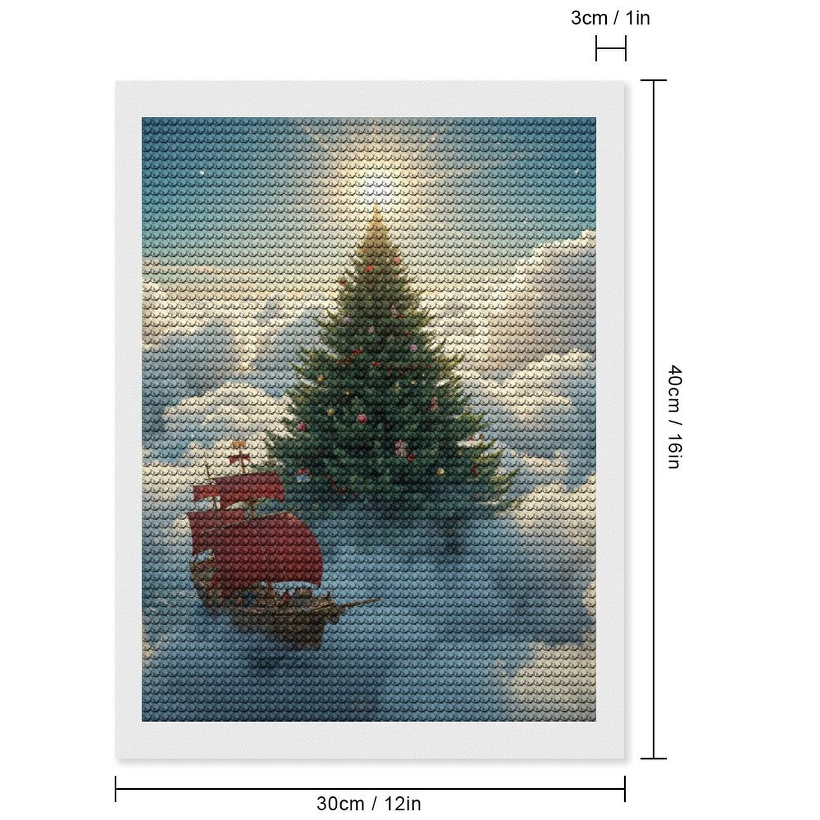 Diamond Art Kits for Adults, Red Sails Large Tree Clouds Sky 5D Diamond Painting Kits for Adults Beginners, DIY Full Drill Diamond Painting, Gem Art and Crafts 12x16