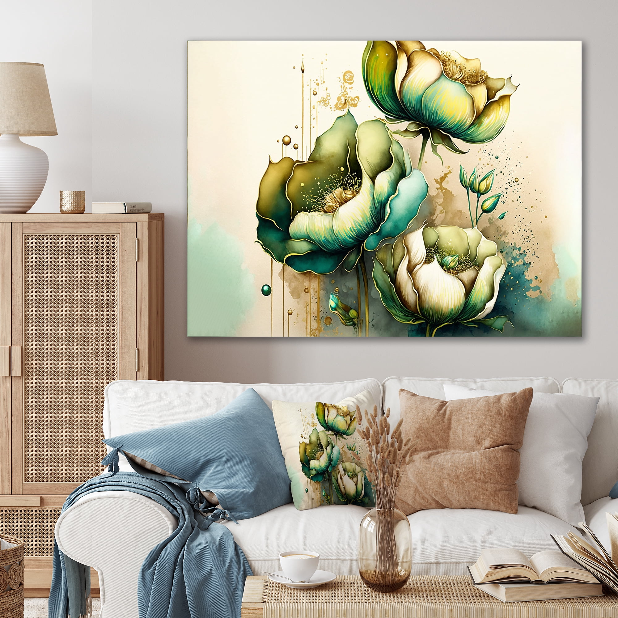 Designart Green Blooming Cally Lillies II Canvas Wall Art