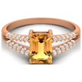 thumbnail image 2 of 7X5MM Emerald Cut Citrine 925 Sterling Silver Rose Plated Solitaire Women Valentines Day Gifts Ring, 2 of 4