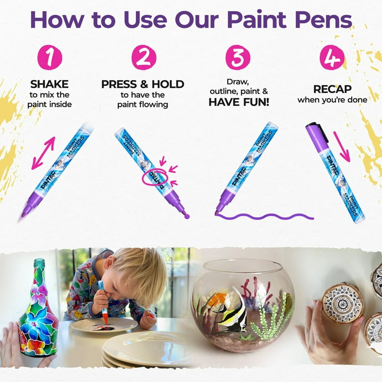Pintar Premium Oil Paint Pens - (24-Pack) 20 Medium Tip(5mm) and 4 Fine Vibrant