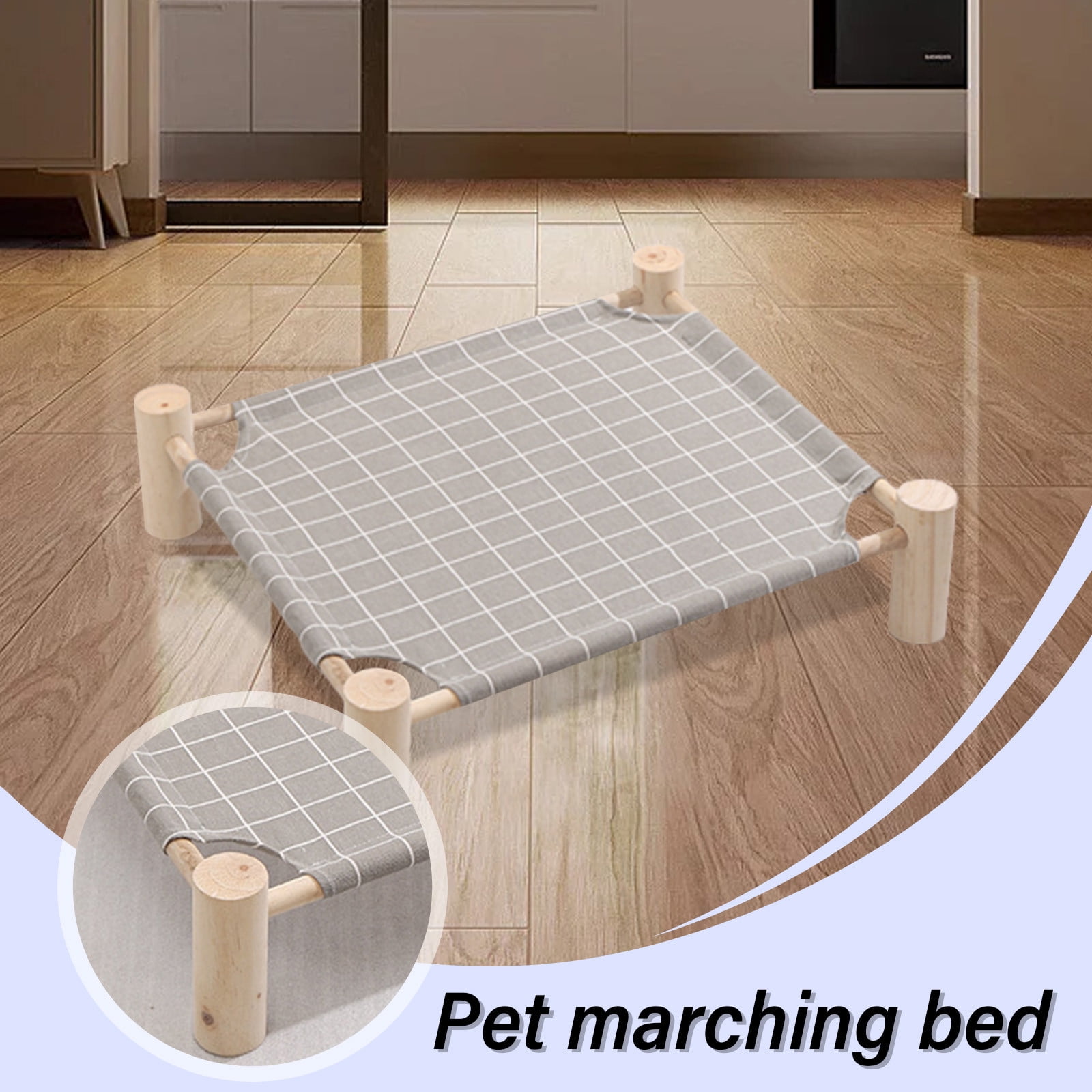 onlyliua Elevated Wooden Suspended Dog Bed Foldable Outdoor Indoor Raised Cool Pet Lounger With Breathable Canvas Detachable Frame For Small Dogs And Cats Portable Travel Pet Bed