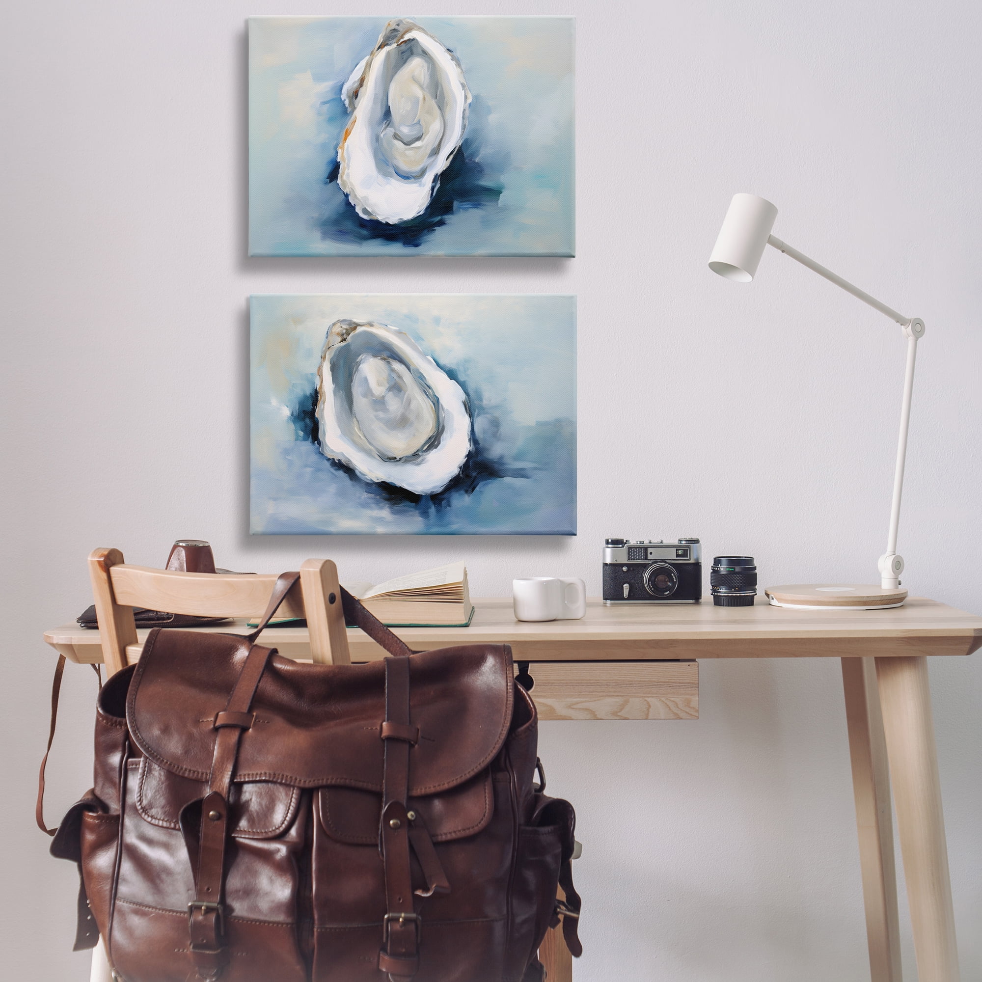 Stupell Industries Open Oyster Mollusk Shells Nautical & Beach Painting Wrapped Canvas Art Print Wall Art, 30 x 20, Set of 2