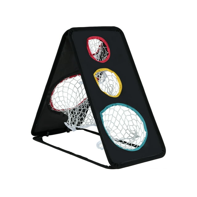 Gymax Filet de Golf Double Face avec 5 Trous de Cible Structure Triangulaire Tissu Oxford