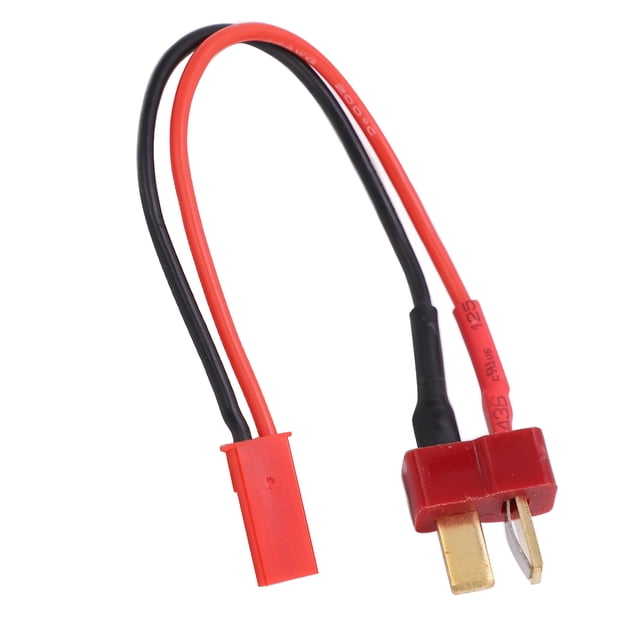 Rosvola T Male to JST Male Cable, a durable 10cm 22AWG soft silicone wire adapter with corrosion resistance and high flexibility. Includes a Deans T plug and JST connector, suitable for RC car models, airplane models, and ship models. Lightweight and portable for easy use.