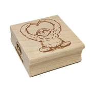 Happy Sloth Making Heart Arms Square Rubber Stamp Stamping Scrapbooking Crafting - Small 1.25in