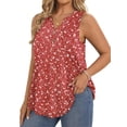 thumbnail image 3 of WellSize Plus Size Tank Tops for Women Henley V Neck Sleeveless Shirts Dressy Floral Blouses Summer Tunic Tops, 3 of 7