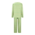 thumbnail image 5 of Diufon Womens Plus Size Pajama Sets Stripe V Neck Long Sleeve Tops Elastic Waist Pants Sleepwear Sets, 5 of 5