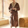 thumbnail image 6 of VANLOFE Unisex Warm Pajamas Household Clothes Solid Bathrobe Lengthened Night-robe Man's Nightgown Casual Robes Coffee Robes Sleepwear for Woman M, 6 of 8