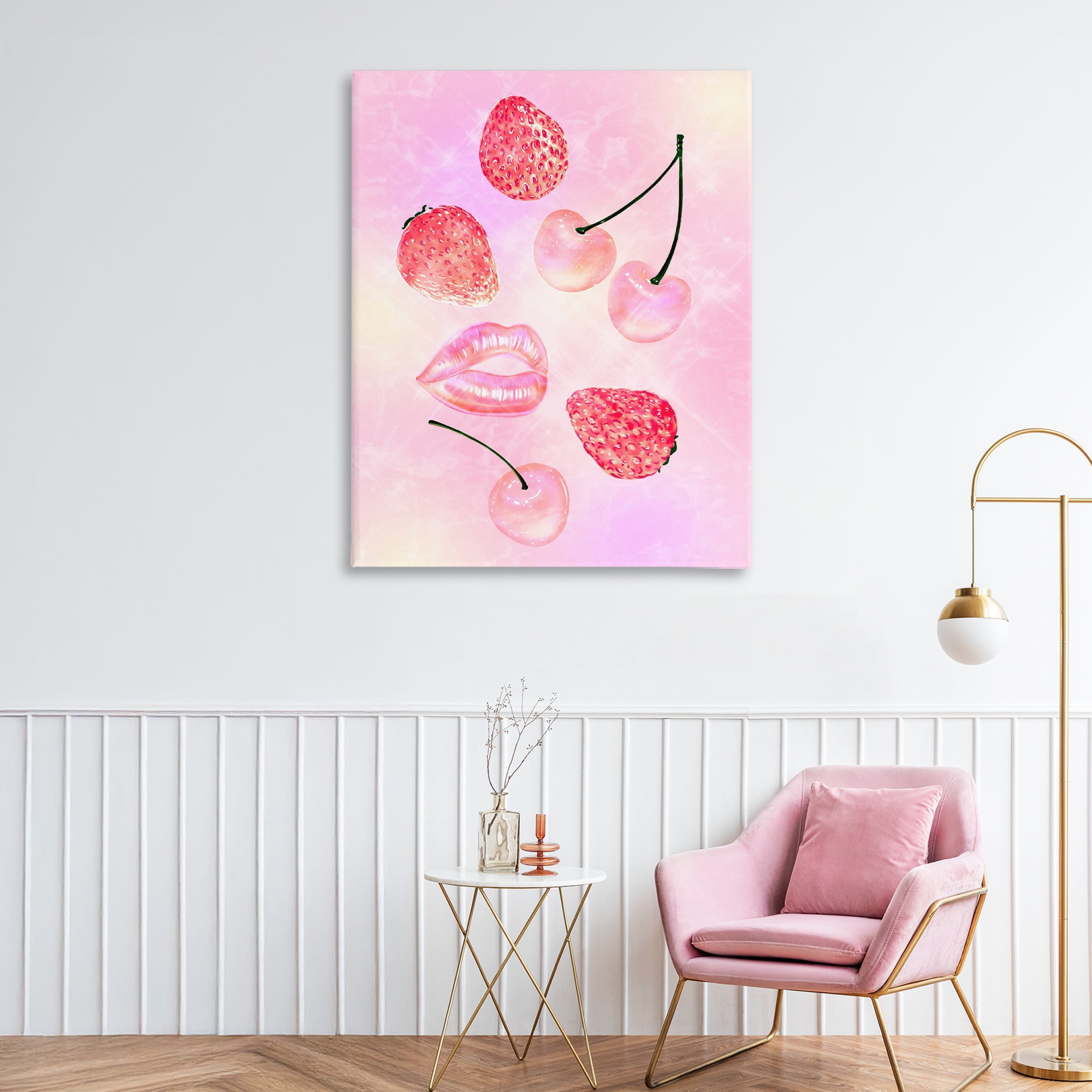 Pink Fruits and Kisses Canvas Wall Art, design by Ziwei Li