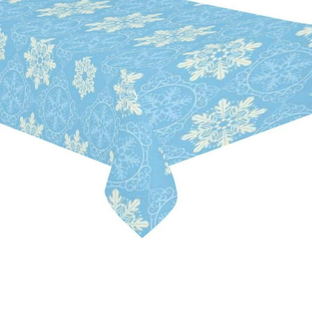 - MYPOP Christmas Winter Snowflake Tablecloth 60x104 Inches, Blue Nice Damask Tablecover Desk Table Cloth Cover for Party Decor