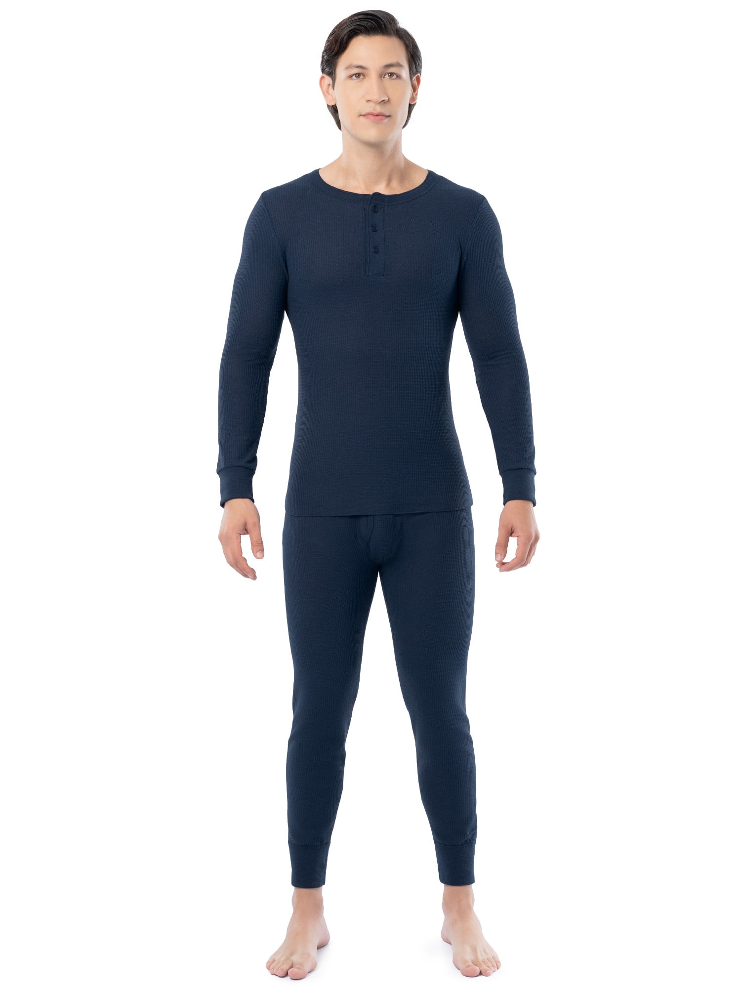 Fruit of the Loom Men's Thermal Waffle Underwear Henley Top, Sizes S-5XL